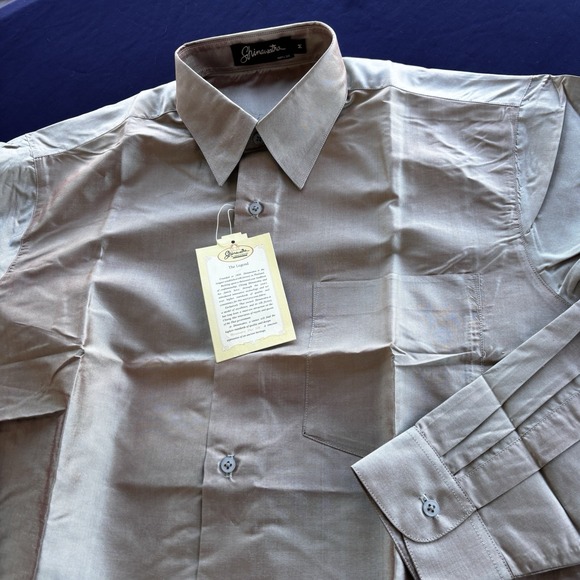Shinawatra‎ 100% Thai Silk Dress Shirt Mens Medium NWT Long Sleeve Taupe Bronze